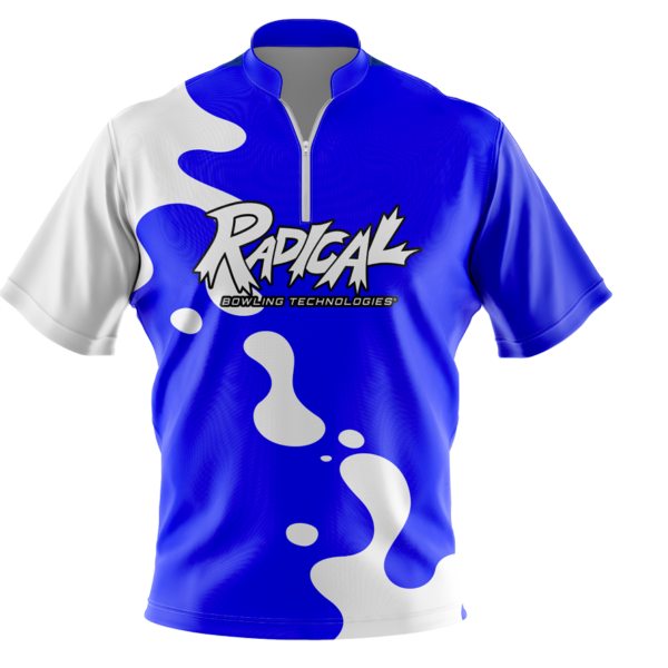 Coolwick blue Bowling Shirt with white drips pattern